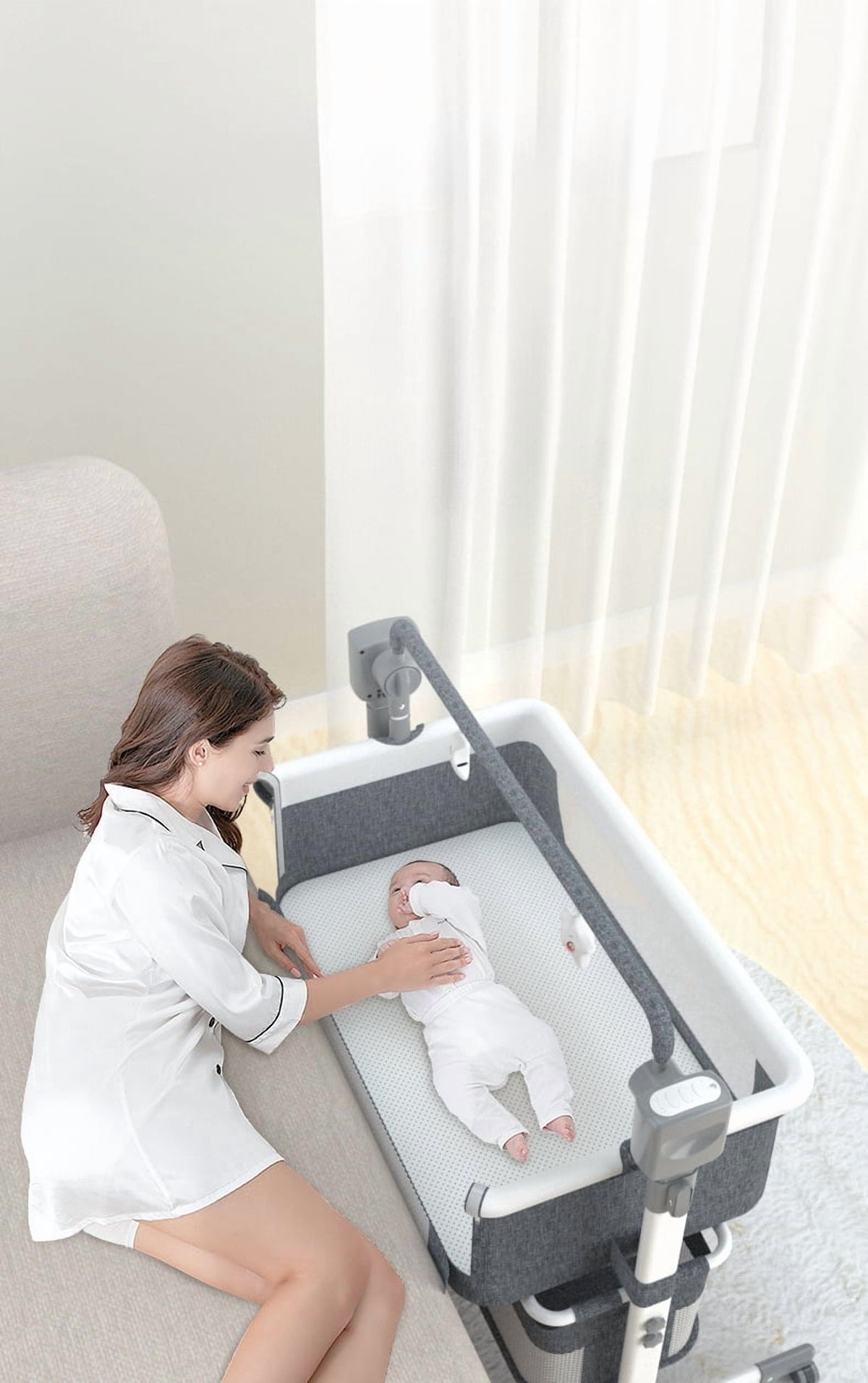 Portable Baby Bassinet and Rocking Crib